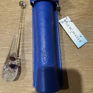 Blue Leather Water Bottle Holder